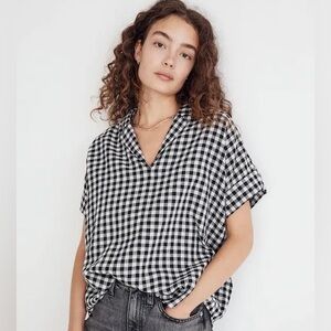 Madewell Swenson Popover Shirt in Double-Faced Gingham, S